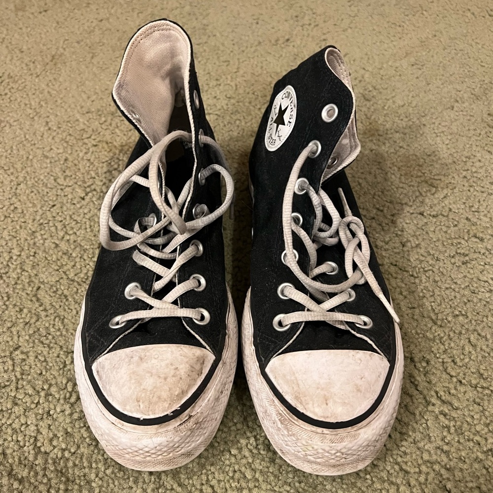 Converse Black and White High-Top Platform Sneakers